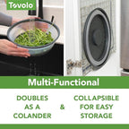 Tovolo Microwave Splatter Cover for Food, Medium (Charcoal) - Collapsible & Vented Silicone Splatter Guard Lid - Microwave Plate & Dish Cover with Handle - BPA-Free Kitchen Gadget for Meal Prep