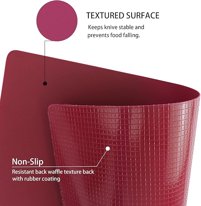 ZVP Plastic Cutting Boards for Kitchen, Flexible Cutting Mats, Colorful Chopping Boards with Food Icon, Non-Slip, Non Porous, BPA Free, Dishwasher Safe Rainbow