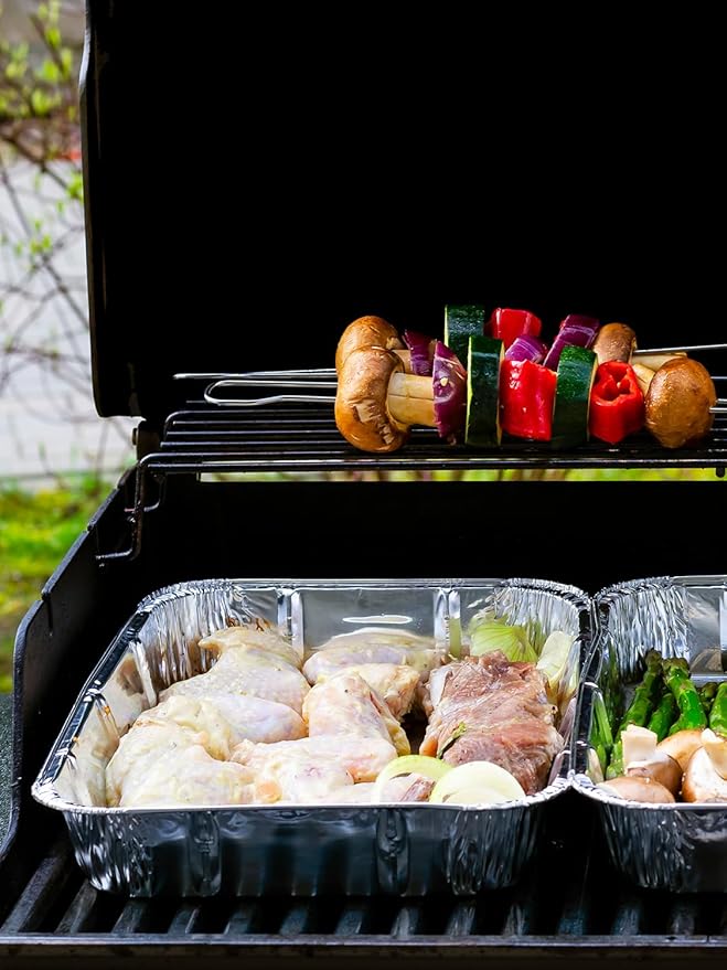 NEEBAKE 40 Pack Disposable Aluminum Pans Combo Set - 20 Large 9x13 Aluminum Foil Pans Half Size & 20 Small 8x8 Tin Foil Baking Pans, Tin Trays Containers for Meal Prep, Food Cooking, Roasting, Heating