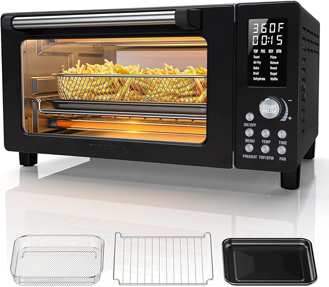 Nuwave Bravo Pro Convection Air Fryer Toaster Oven Combo, 2025 New and Improved, 10-in-1, 50°-450°F Temp Controls, Quick & Even Crisp Technology, 21Qt Capacity, Black, PFAS Free