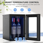 Antarctic Star 0.6Cu. Ft. Freestanding Counter-top Wine Cellar Mini Fridge, 4-Bottle Red Wine Beverage Refrigerator, Quiet, Portable, LED Light and Display, 40-61 ℉, Black