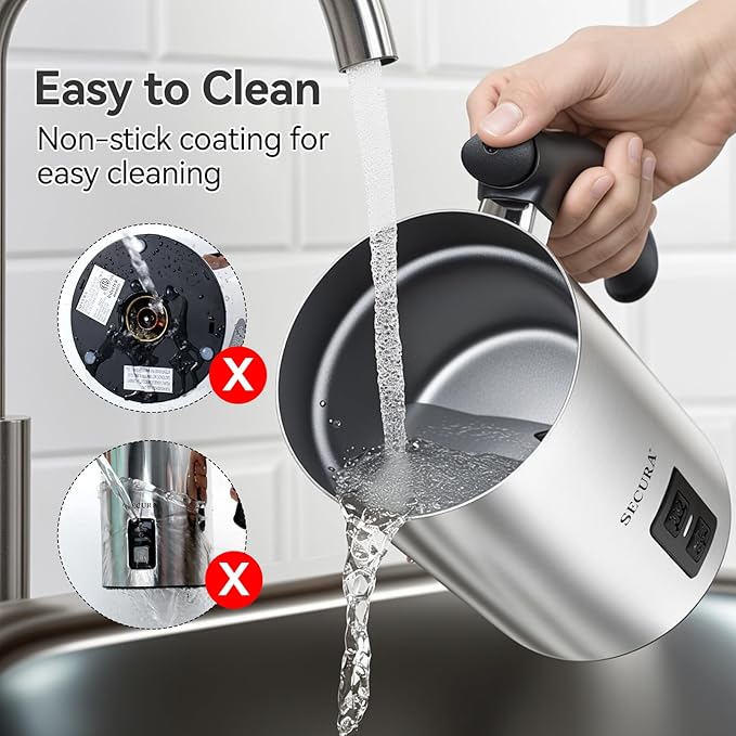 Secura Electric Milk Frother, Automatic Milk Steamer Warm or Cold Foam Maker for Coffee, Cappuccino, Latte, Stainless Steel Milk Warmer with Strix Temperature Controls