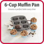 GoodCook Everyday Nonstick Steel Muffin Pan, 6 cup, Gray (Pack of 12)