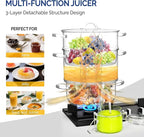 ROVSUN 8.5 Quart Juice Steamer Stainless Steel, Extractor Fruit Vegetables Juicer Steamer Pot, w/Tempered Glass Lid Clamp, Loop Handles, Ideal for Making Juice, Jelly, Pasta