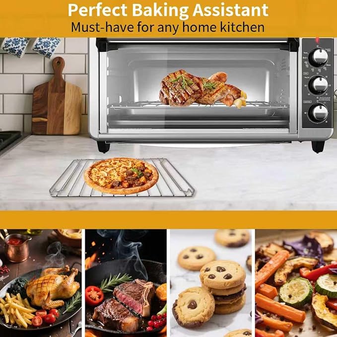 Countertop Toaster Oven Replacement Parts for BLACK+DECKER 8 Slice Extra Wide Convection Oven, Stainless Steel Toaster Oven Accessories Wire Rack Baking Tray