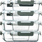 [8-Pack,30 oz]Glass Meal Prep Containers,Glass Food Storage Containers,Airtight lunch Containers with Lids, Microwave, Oven, Freezer and Dishwasher