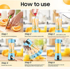 Cordless Portable Personal Size Blender - Mini Blender Make Smoothies and Shakes, 380Ml BPA Free Travel Cup, Powerful Blending Suit in Office/Home/Gym, Mother's Day