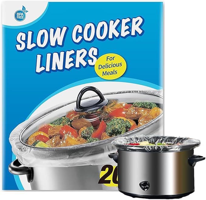 Slow Cooker Liners 20 Count Cooking Bags Extra Large Size Disposable Pot Liners, Fit 6QT to 10QT for Slow Cooker Cooking Trays Suitable for Oval & Round Pots 14"x 22", 20 Liners