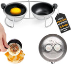 Eggssentials Egg Poacher Insert Stainless Steel Poached Egg Cooker Eggs Poaching Cup PFOA Free Egg Poachers Nonstick, 6.25" Rack Compatible with Skillet Instant Pot Pressure Cooker, 2 Poached Cups