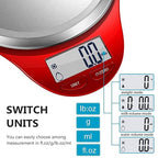 Food Scale, NUTRI FIT Kitchen Scales Digital Weight Grams and Ounces Large Stainless Steel Platform for Baking Cooking Weight Loss, High Accuracy Bread Coffee Scale, 1g Increment Tare Function, Red