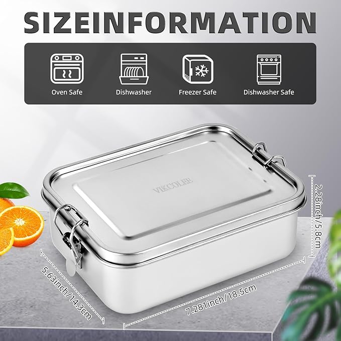 4 PCS Stainless Steel Bento Box 1200ml, Metal Lunch Box Food Containers, Steel Lunch Container for Home, Work, Camping