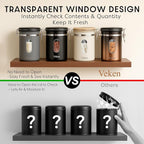 Veken Coffee Canister with Window,Airtight Stainless Steel Kitchen Food Storage Container, Date Tracker & Scoop for Grounds Coffee, Beans, Tea,Flour,Cereal,Sugar,22OZ,Copper