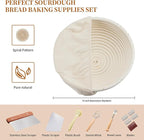 Dimpola Banneton Bread Proofing Basket Banneton Basket Set Sourdough Proofing Basket Round Proofing Bowls Handmade Rattan Baskets and Liners (Round 9 inch Baking Set)