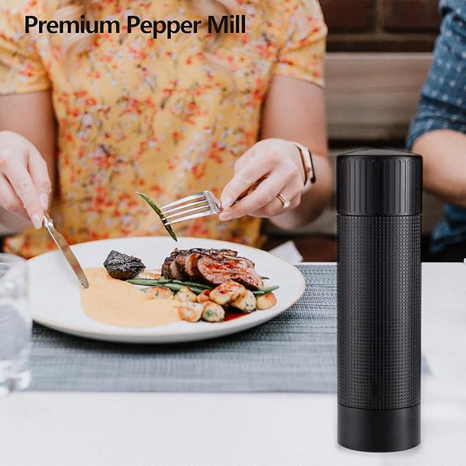 Luvan Pepper Grinder Mill, Heavy Duty Aluminum Manual Pepper Mill, Professional Grade Pepper Grinder with Stainless Steel Blade and Adjustable Coarseness, Black Pepper Mill Grinder Refillable Gift Set