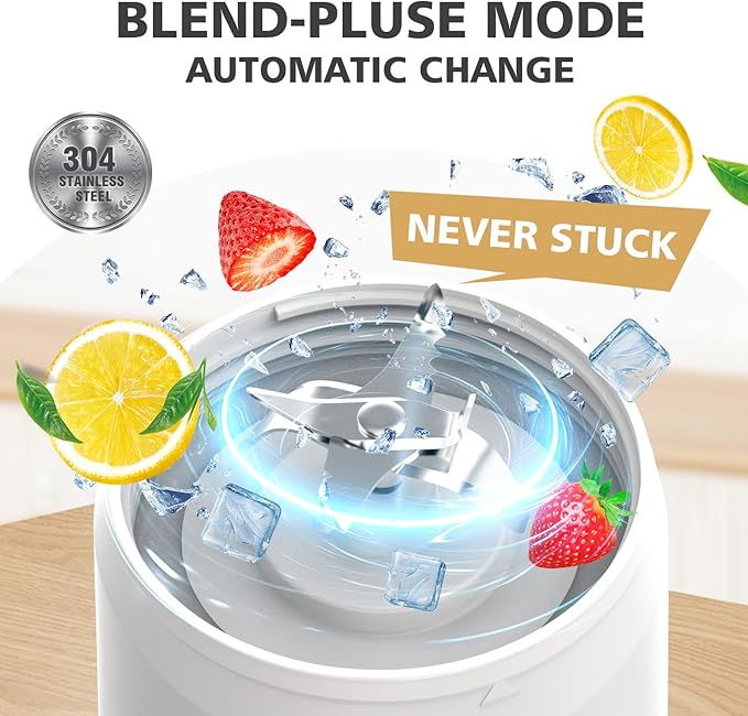 Portable Personal Blender for Smoothies, Protein Shakes, Frozen Drinks - 24Oz Blender Cup Bottle with Sip Spout, Travel Lid, USB-C Rechargeable, Cordless - Mini Small Blenders for Kitchen, Gym, Office