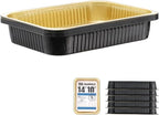 Aluminum Foil Pans, Extra Heavy Duty Disposable Aluminum Baking Pans, 14.57"×10.63" Steam Table Pans for Cooking, Heating, Storing, Prepping Roasting and Chafing (5 Pack Black and Gold)