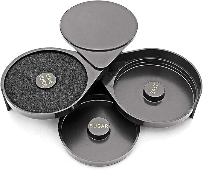 1 Pack 3 Tier Bar Glass Rimmer for Margarita and Cocktail, Bartender Tool,Salt Box Spice Container