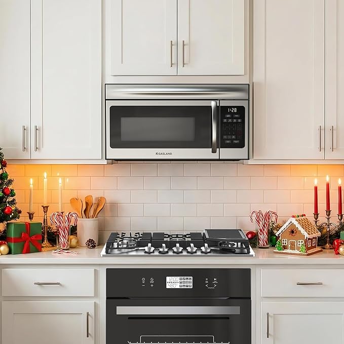 GASLAND 30 Inch Over the Range Microwave Oven, 1.7 Cu.ft Over Stove Microwave, 1000W with 10 Power Levels, Sensor Cooking, One Touch Cooking, 300 CFM, LED Lights, Stainless Steel Kitchen Microwave