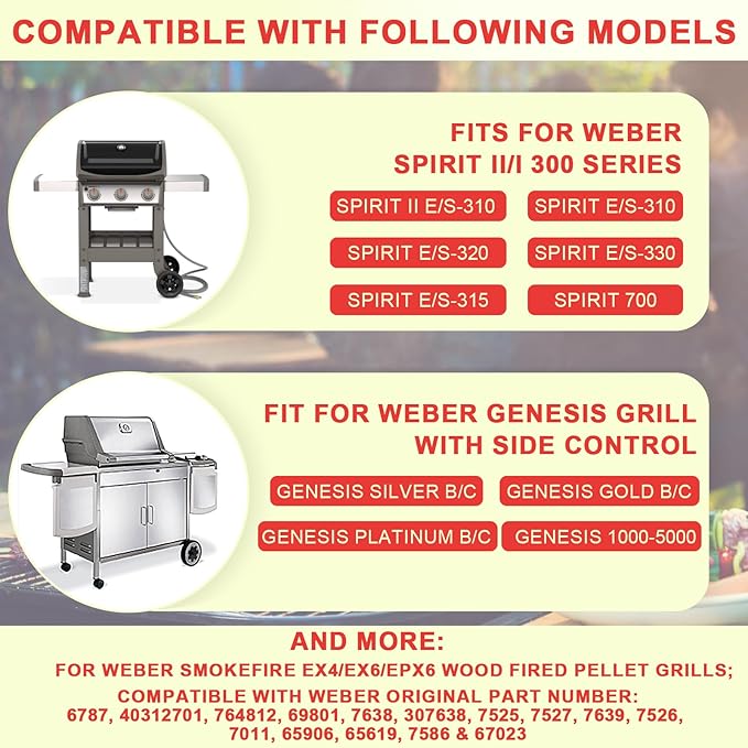 6787 Spirit 300 Full Size Griddle Insert for Weber Spirit I & II 300 Series Grill Accessories Spirit E-310 E-320 E-330 S-310 SP-310, Spirit 2 E310 S-310 Flat Top Griddle, Carbon Steel for 7638 7639