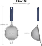 18/8 Stainless Steel Mesh Strainer: U-Taste 5.5 Inch Kitchen Fine Mesh Sieve Food Colander with Riveted Sturdy Silicone Handle and 30 Mesh Hole for Straining Flour, Pasta, Fruit, Quinoa(Midnight Blue)