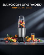 Sangcon 1000w Smoothie Blender for Kitchen, Blender for Smoothies, with 24oz/19oz/10oz Bpa-Free Cups – Upgraded Portable Personal Blenders for Shakes, Frozen fruit, Baby Food, Spice Grinding & More