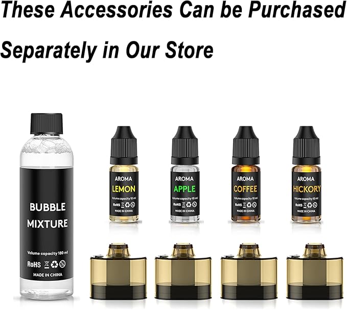Cocktail Bubble Smoke Gun Accessories, 10ml, Includes 4 Contains, 4 Aromatic Flavor Oils, Coffee Flavor