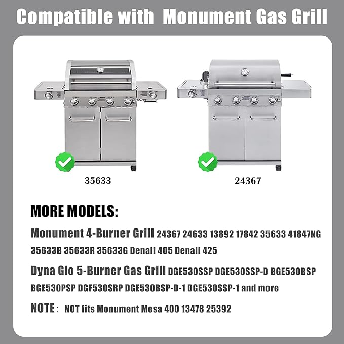 SafBbcue 97888 Full Size Griddle Inserts for Monument 24367 24633 13892 17842 35633 41847NG Grill Flat Top Griddle for Monument Replacemnt Parts 35633G 35633B D405 D425, Carbon Steel