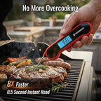 0.5 Sec Instant Read Meat Thermometer Digital with ±0.5℉ Precision, Food Thermometer for Cooking Kitchen Gadgets, Oven Grill Candy BBQ Essentials Accessories, Gifts for Him Dad Men Birthday, Red
