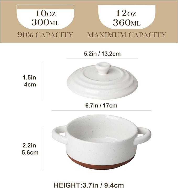 MALACASA Mini Cocotte Set - 12 OZ Small Casserole Dishes for Oven with Lids and Handles, Ramekins Oven Safe, Ceramic Mini Dutch Oven Set of 4, Microwave & Dishwasher Safe, Multicolor, Series TARA