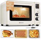 Hauswirt Toaster Oven Air Fryer, XL Large Convection Oven Countertop Rotisserie Chicken 42Qt 3-Tier for 5-8 People, 8 Mode Smart Toaster Stainless Steel 80°F - 500°F Quick & Even Crisp - Ivory