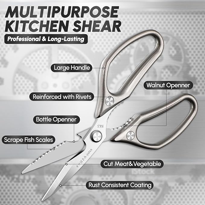 SSGP Kitchen Shears Set, All Purpose Heavy Duty Poultry Shears, Sharp Japanese Meat Scissors, Dishwash Safe Stainless Steel Kitchen Scissors for Food, Chicken Bones, Turkey, Christmas Gifts Women Men