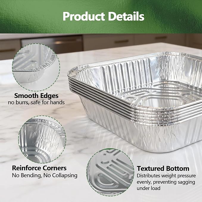 Thickened 20 Pack Heavy Duty Aluminum Pans, 8x8 Small Disposable Aluminum Baking Pans, Square Tin Foil Roasting Tray for Cooking, Meal Prep, Catering, Events, Carton Packaging