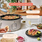 Beautiful 4-Quart Programmable Slow Cooker with Touch-Activated Display, Digital Timer, Keep-Warm Function & Removable Non-Stick Pot