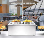 SYBO Food Warmer Commercial Grade Stainless Steel Bain Marie Easy to Clean Steam Table for Buffet Catering and Restaurants, ETL, CE ROHS Certified for Commercial, Safety (3 Sections)
