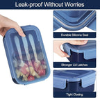 Caperci Classic Bento Box Adult Lunch Box for Older Kids - Leakpoof 47 oz 3-Compartment Containers for Adults and Teens, Built-in Utensil Set, Ideal for On-the-Go Balanced Eating, Navy Blue