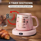 Coffee Mug Warmer & You are Awesome Mug Set, Electric Cup Warmer for Desk, Beverage Warmer with 4 Temperature Setting, 8-Hours Auto Shut Off