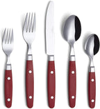 ANNOVA Silverware Set, Retro/Rivet Colorful Stainless Steel Tableware Kitchen Flatware Set Utensils, Includes Dinner Knives, Forks, Spoons, Salad Forks & Dessert Spoons (Red, 20 Pieces)