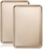 Baking Sheet Pan Set of 2, Wildone Commercial Cookie Sheets for Baking, Nonstick Carbon Steel Oven Tray Half Sheet Pan 17.5x12 Inch, Heavy Duty & Easy Clean