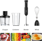 Cordless Hand Blender, UTALENT Variable Speed Immersion Blender Rechargeable, with 500ml Chopper, 600ml container, Egg Whisk, for Smoothies, Baby Food and Soups – Black