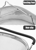 Fine Mesh Colander Over The Sink 6 Quart Stainless Steel Strainer Basket & Expandable Rubber Grip Handles - Strain, Drain, Rinse Fruits, Vegetables