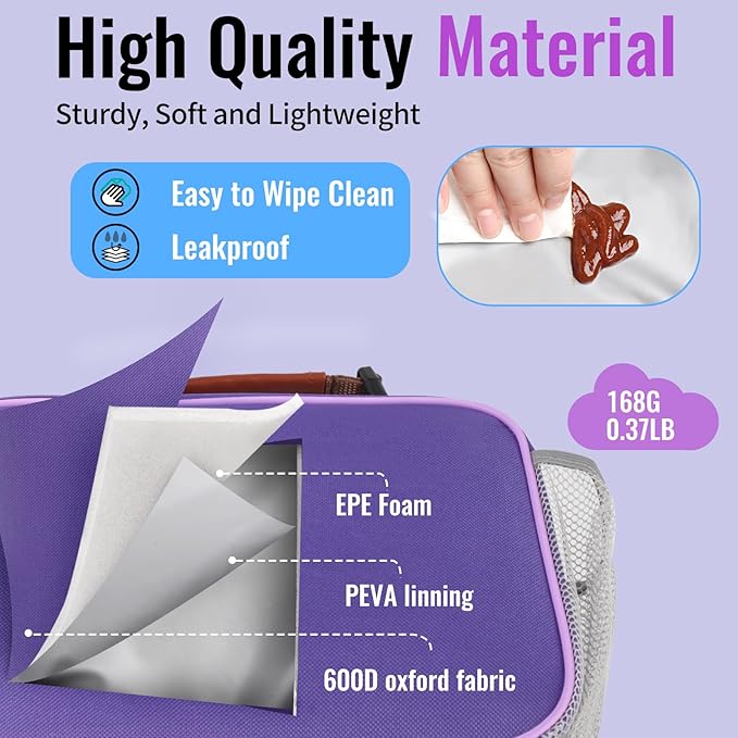 Genteen Lunch Box for Women Adults Girls - Insulated Small LunchBox Reusable, Zip Closure & Buckle Handle, Portable Cooler for Work, School, Travel (Purple)