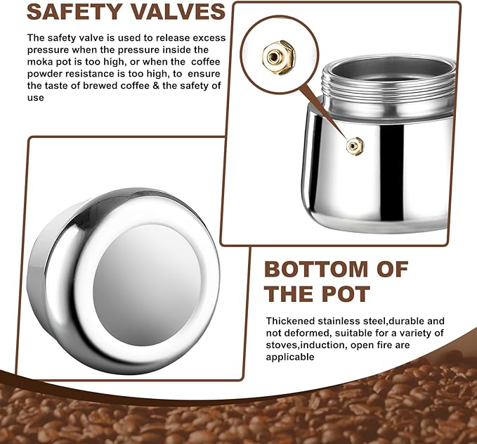 12 Cup Stovetop Espresso Maker Stainless Steel Moka Pot Stove Top Percolator Italian Coffee Makers Capable Mocha Greca Machine Cafe Classic Induction Cookers for Home and Camping 600ml 20oz