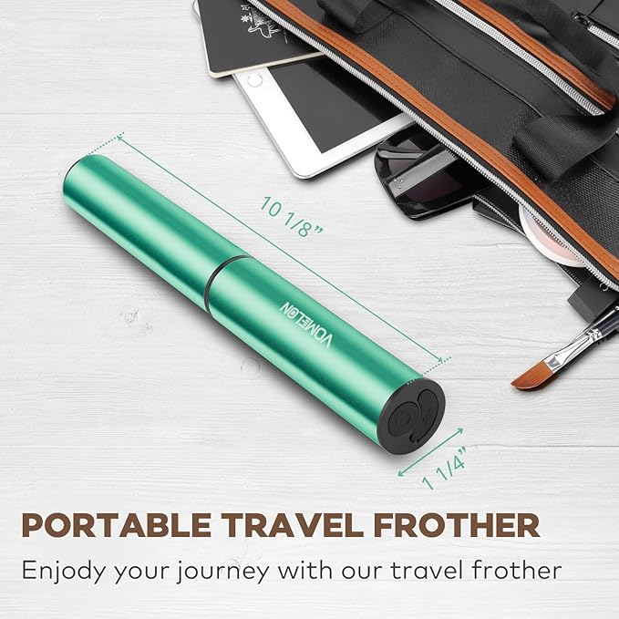 Milk Frother, Rechargeable Battery Operated Frother for Coffee,Portable Drink Mixer with 2 Stainless Steel Whisk Heads,Milk Foamer for Keto Coffee, Latte, Cappuccino, Hot Chocolate,Light Blue