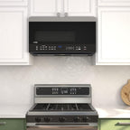 KoolMore 30-inch 1.6 cu. ft. Over the Range Microwave Oven with Sensor Cooking, 1,000 Watts and 300 CFM in Stainless-Steel and Black, UL Listed