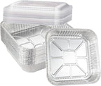 Waytiffer 20-Pack Disposable Aluminum Foil Tins - Heavy Duty Square Cake & Baking Pans with Plastic Dome Lids