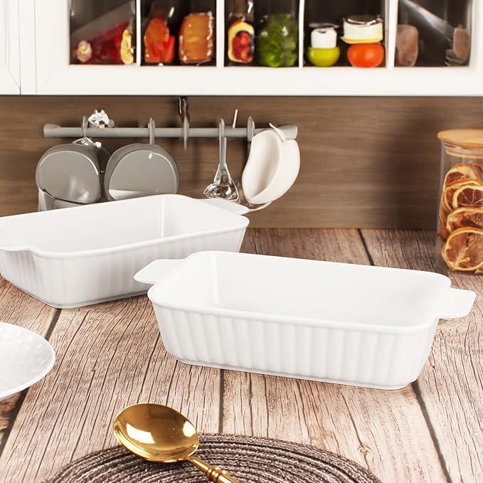 7" x 4.5" Rectangular Au Gratin Baking Dishes, Set of 2, Porcelain Baking pan Oven Safe, Roasting Lasagna Pans, for Casserole Dish, Pie Plate, Baking, scalloped, potatoes, shepherds pie