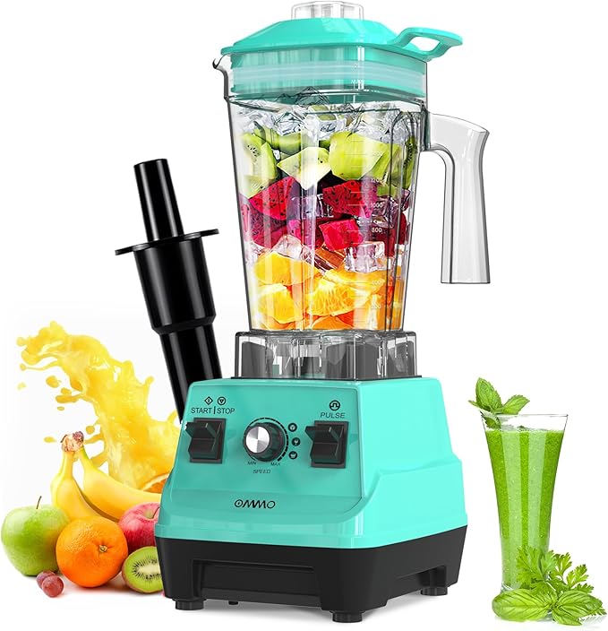 OMMO Blender 1800W, Professional High Speed Countertop Blender with Durable Stainless Steel Blades, 60oz BPA Free Blender for Shakes and Smoothies, Nuts, Ice and Fruits, Dishwasher Safe