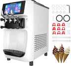 Commercial Ice Cream Maker Machine, 10 Inch LCD Touch Screen Dual System Independent Operation, 6.8 to 8.4 Gal/H Soft Serve Ice Cream Machine With Pre-cooling Frequency Conversion