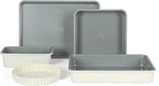 Sur La Table Kitchen Essential Carbon Steel Baking Pans Bakeware Set W/Premium PFOA, PFAS, PTFE Free Grey Non stick - Linen White Exterior