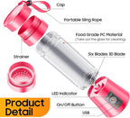 Portable Blender for Smoothies & Shakes - Cordless Personal Size Blender with 6 Blades, 380Ml Juice Cup, Lightweight & Rechargeable, Freshly Squeezed for Picnic/Sports/Office